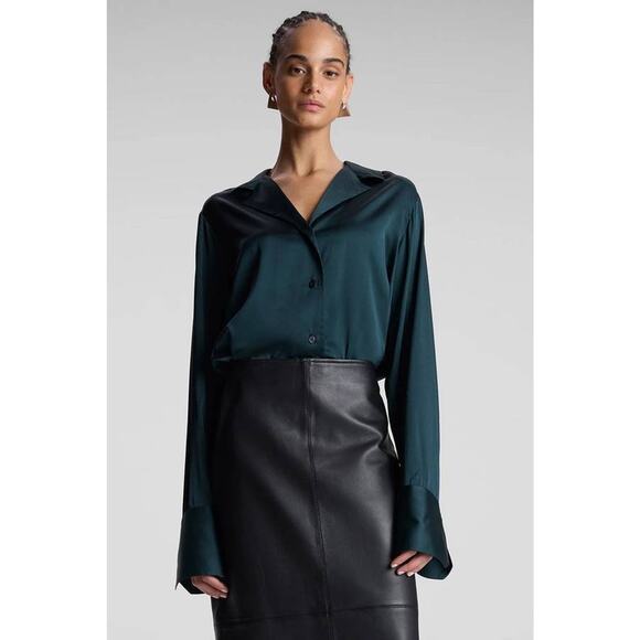 A.L.C. Tops - ALC Kass LS Silk Blend Blouse in Forest Green 10